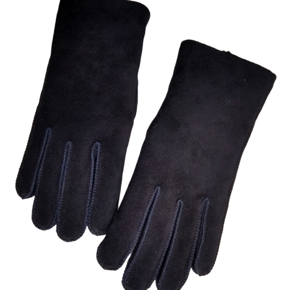 Black Suede Lined Gloves -M-